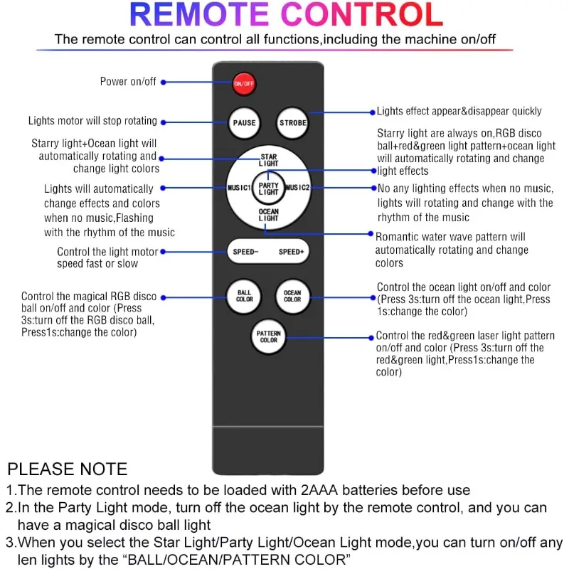 Bola Disko Pesta, Proyektor Bintang Laut Disko Dj Suara Lampu Dansa Diaktifkan dengan Lampu Strobo Panggung Remote Control untuk Bagian