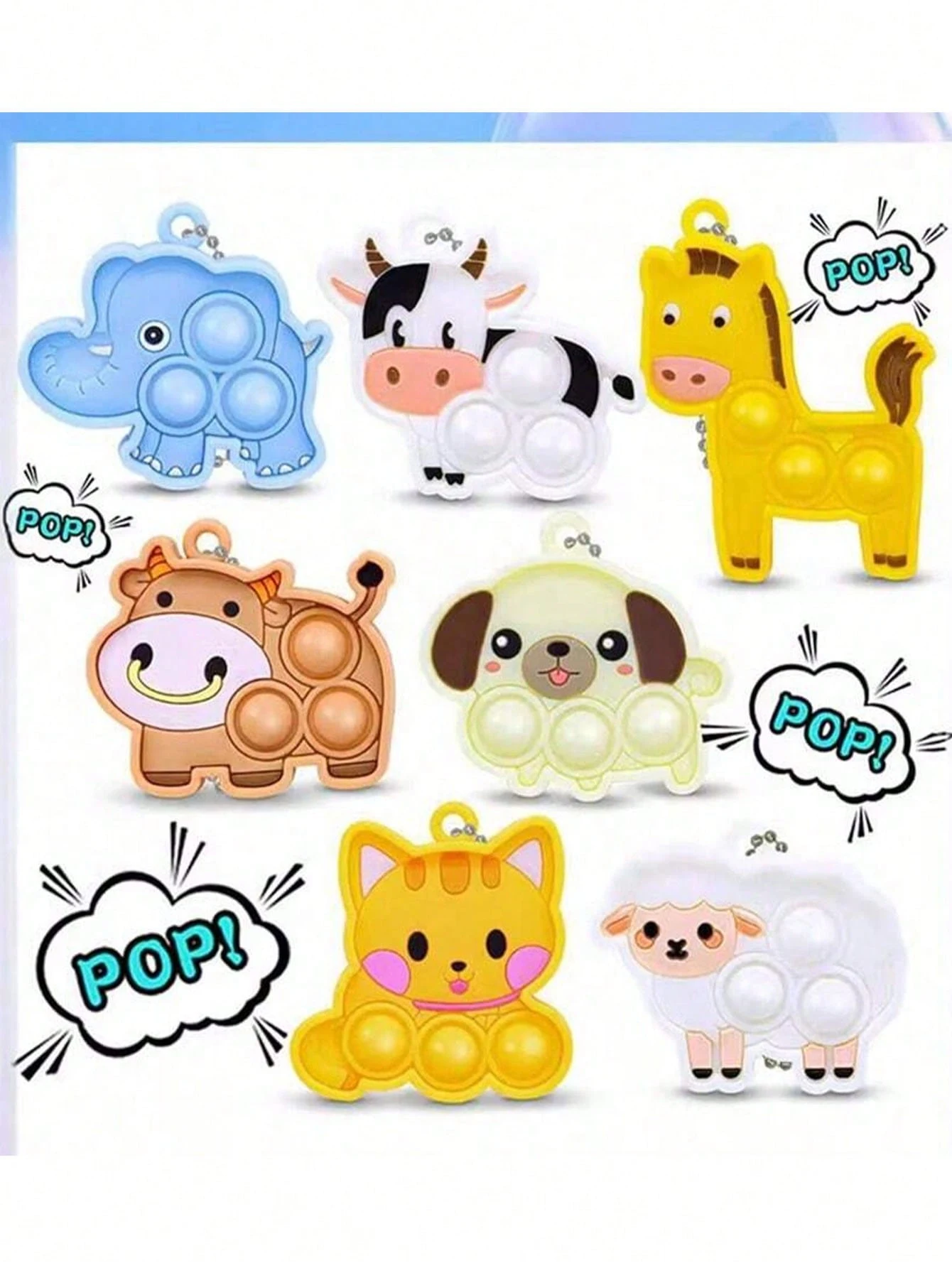 1pc-Animal Sheep Cat Dog Popular Fidget Keychain Push Foam Zuma to Relieve Stress Squeeze Keychain Gift (random style)