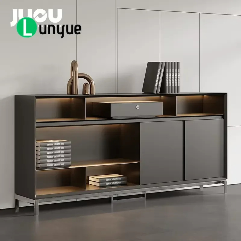 Modern Luxury Office Bookcase E0 Particle Board File Storage Cabinet with Ambient Light for Home Office