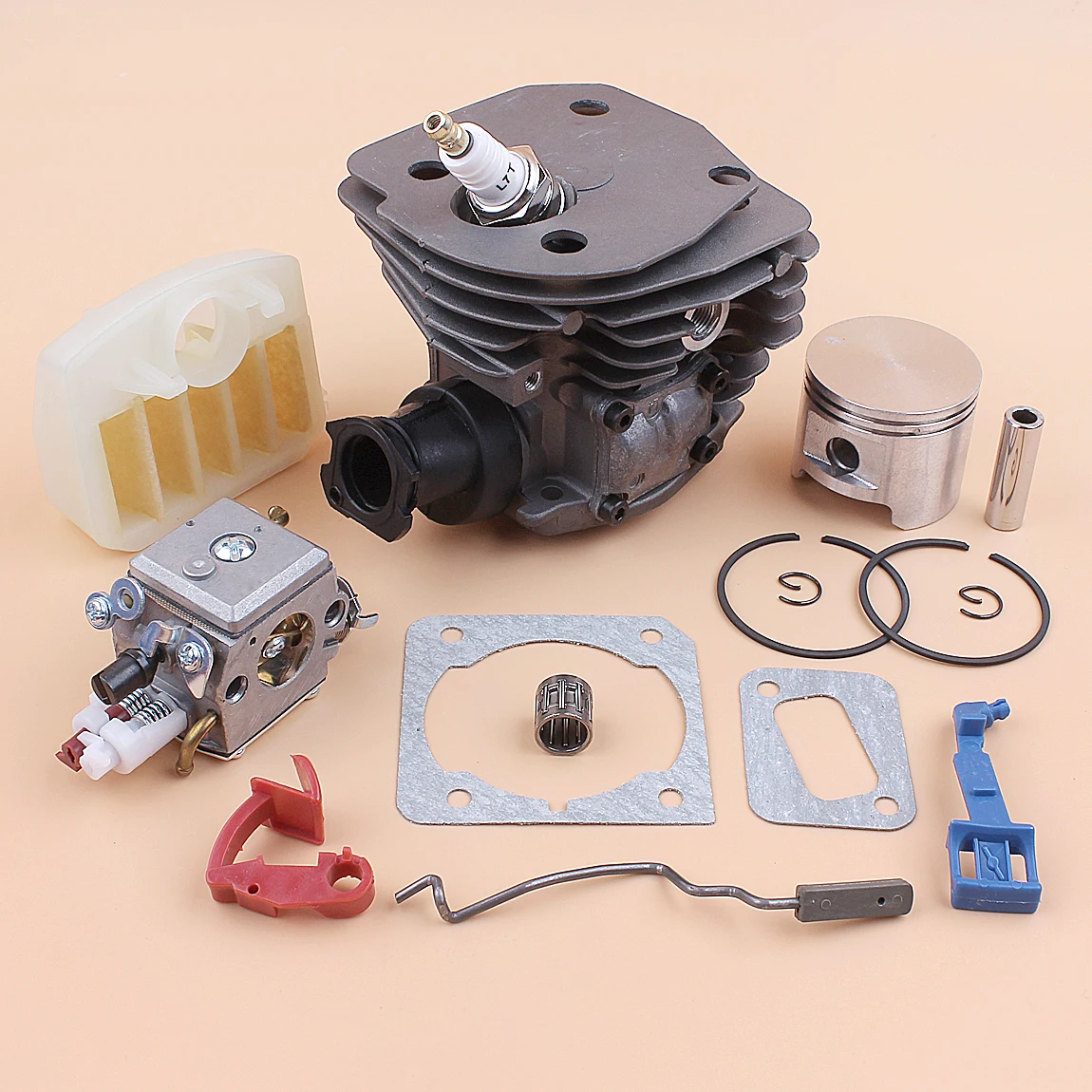 45mm Cylinder Piston Carburetor Air Filter Kit For HUSQVARNA 353 351 350 346 346XP 345 340 Chainsaw and Intake Manifold Gasket