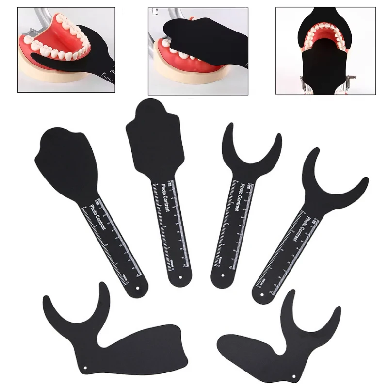 1Pcs Dental Orthodontic Black Background Board Photo Image Contrast Oral Cheek Plate With Scale Mark Autoclavable Dentist Tools