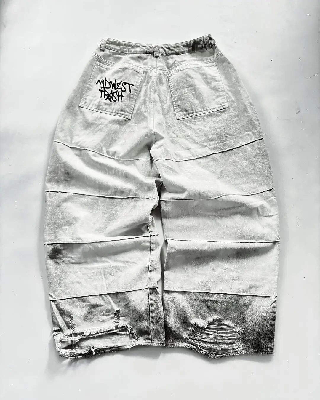 Pantalones vaqueros rasgados Retro góticos para hombre, ropa de Hip Hop, Punk, Y2k, Color blanco y negro, pantalones de mezclilla rectos sueltos a juego, nuevo