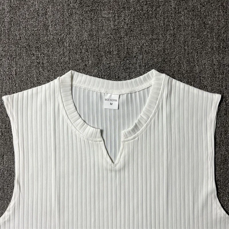 2024 Summer NEW men Vest Knitted stripe gym Tank top Men Fitness sleeveless shirt Male Sports vest quick-drying Gyms Undershirt
