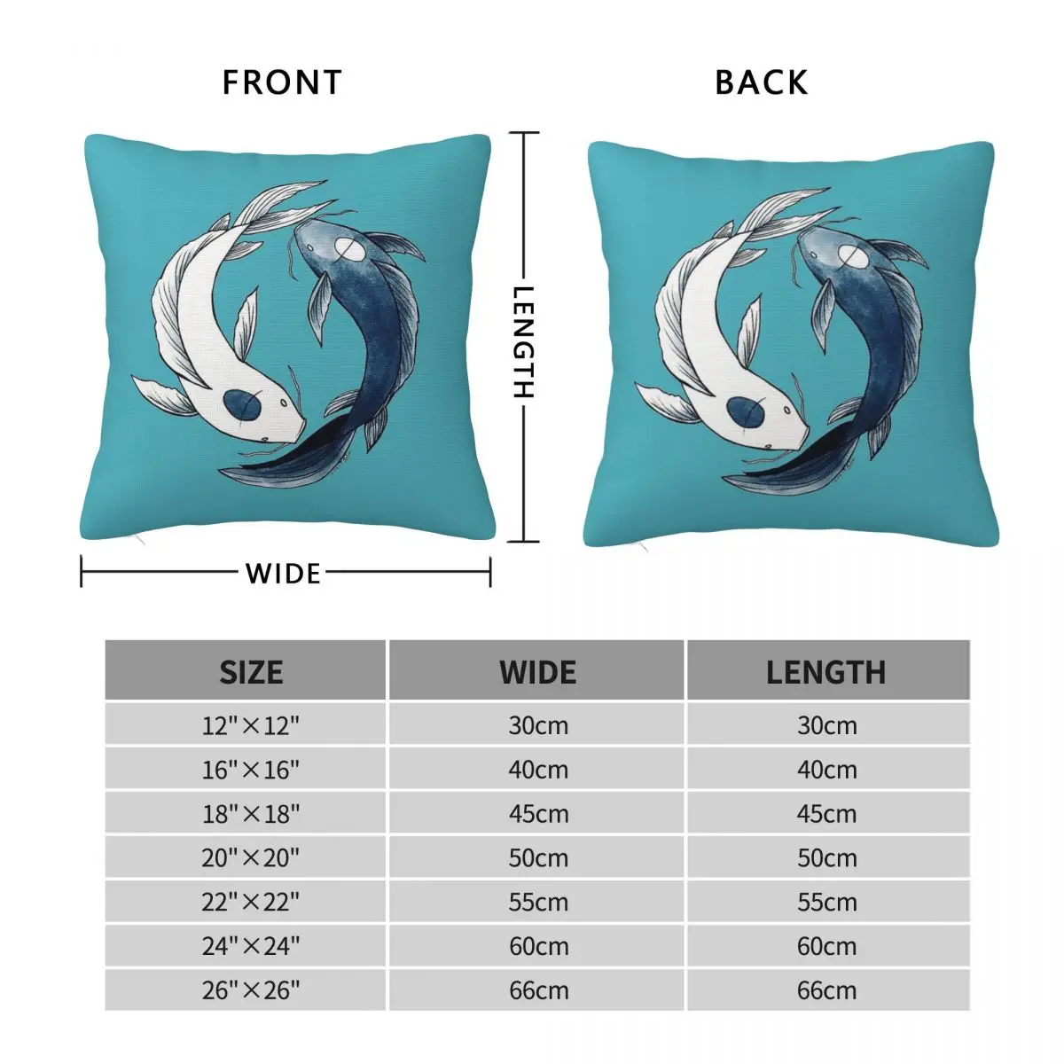 كسوة مخدة مربعة للأسماك Tui and La Yin & Yang Koi ، كسوة مخملية من البوليستر ، كسوة وسادة مزخرفة ، مقاعد أريكة ، وسادة #2