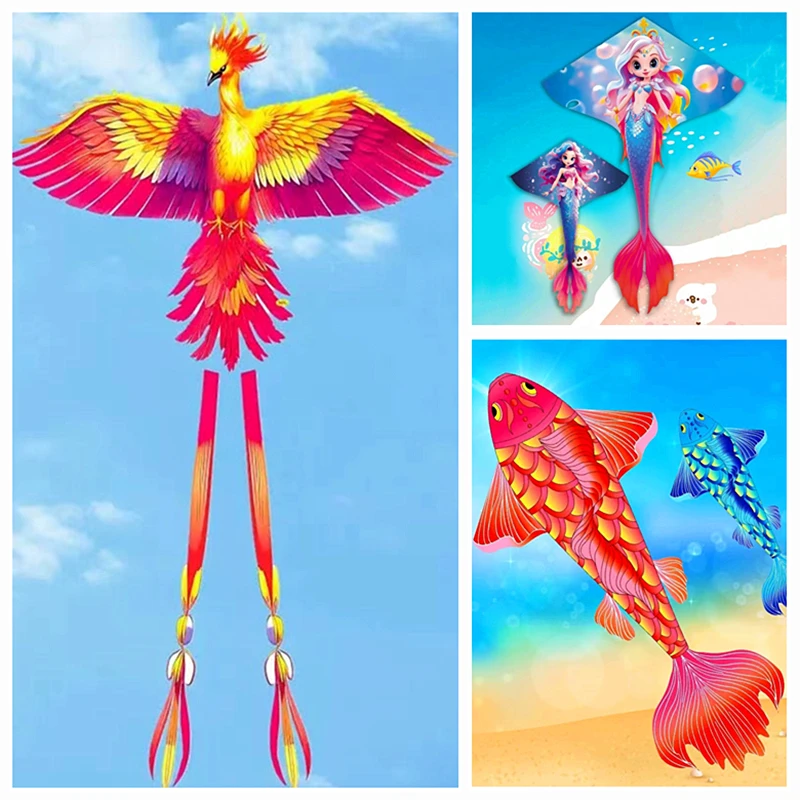 

Free Shipping large kites flying fish kites nylon ripstop fabric phoenix kites line winder kite paper children toys sports koi