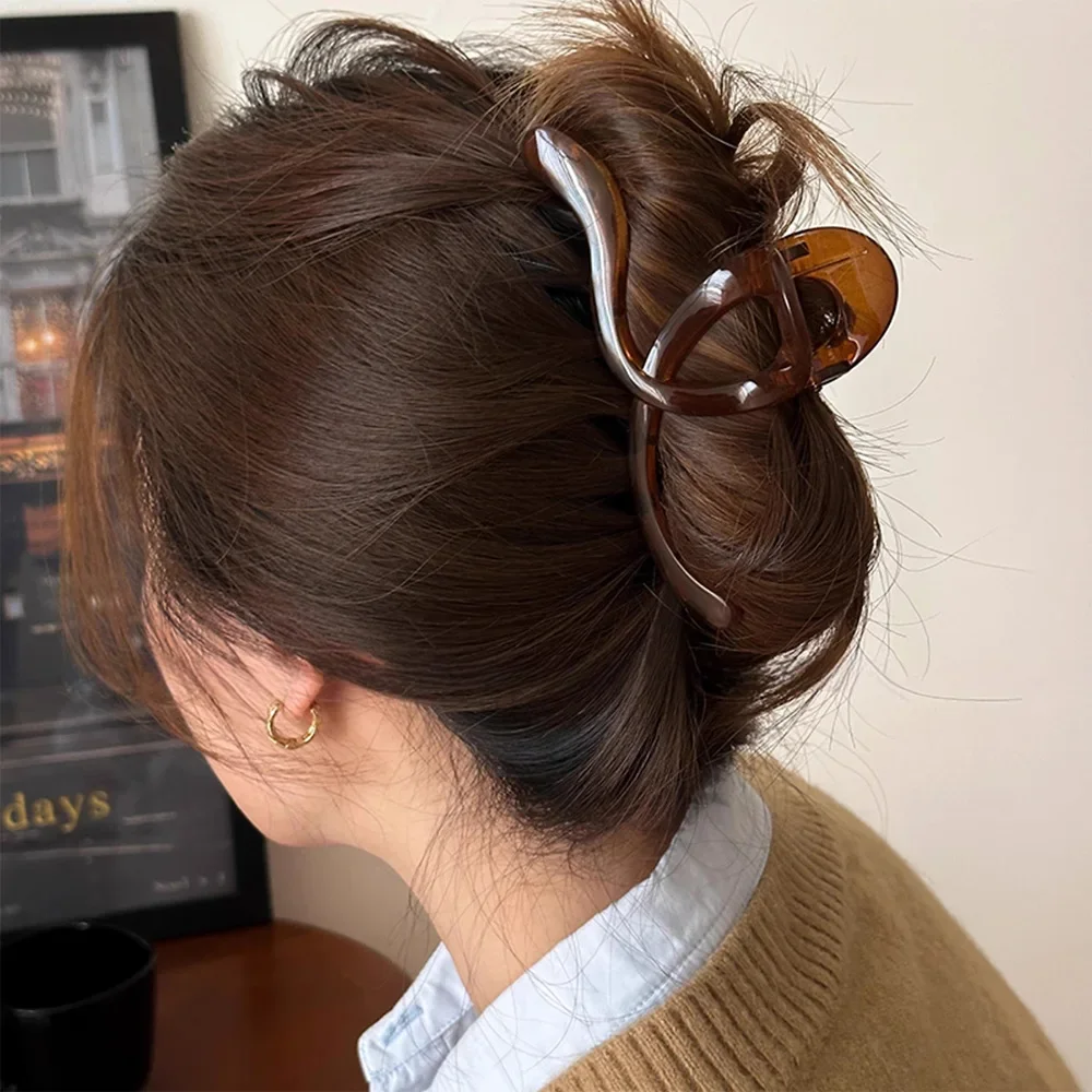 6pcs Women Ladies Apparel Accessories Headwear, 13cm Plastic Transparent Large Size Hair Claw, Ponytail Hairpins Hair Clips
