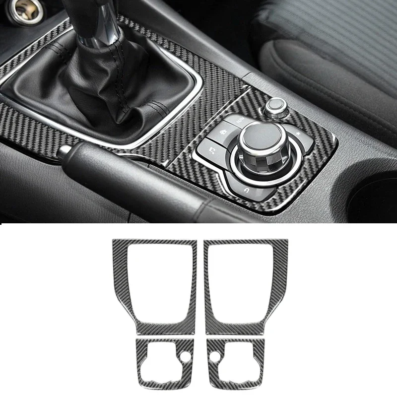 

3 Axela 2014-2019 Car Gear Panel Decor Carbon Fiber 3D Sticker Cover Trim Strip Inside Auto Interior Accessories