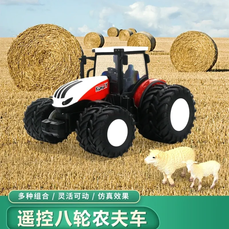 Controle Remoto Farm Transport Car, 8-Wheeled Farmer Truck, Dispensador de fertilizantes, Trator, Inércia, Return Simulation Model Toy