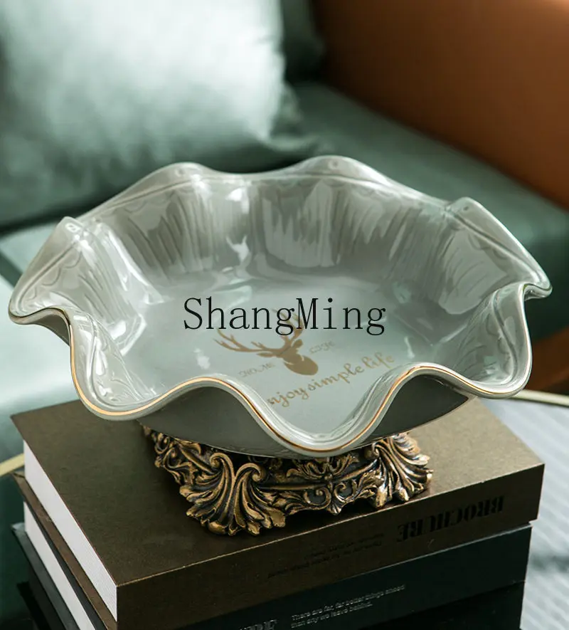

FG ceramic fruit plate, creative home coffee table dried fruit plate dim sum ornament storage plate