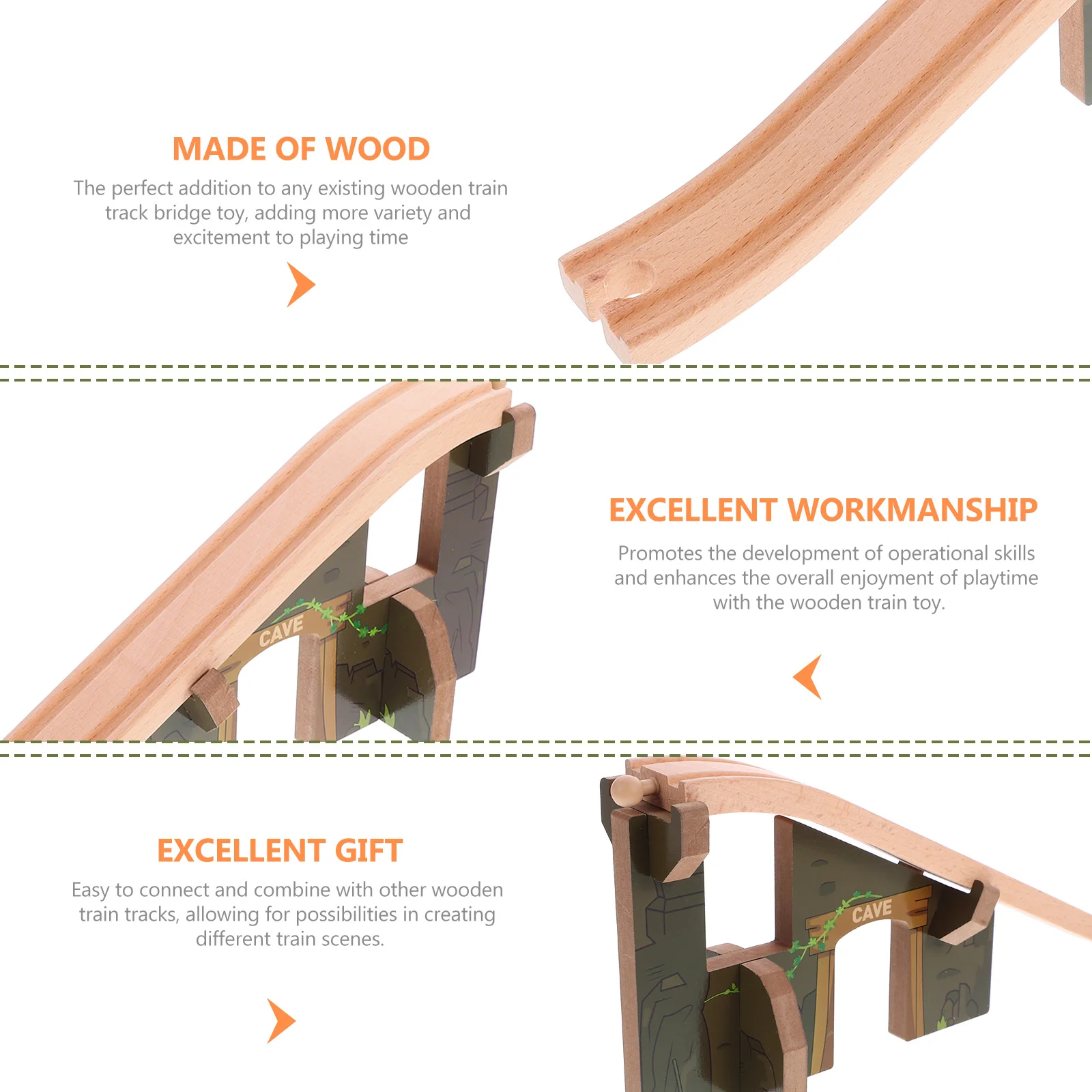 Houten treinbaan Educatieve bouwset voor creatief spel Accessoire voor de ontwikkeling van fijne motoriek