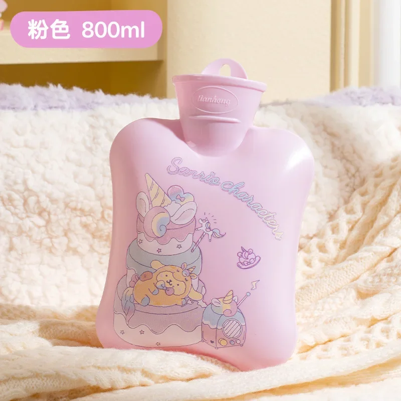 Sanrio garrafa de água quente cheia de água hello kitty pvc saco mais quente de mão 850ml bonito dos desenhos animados aquecedor de mão cheio de água presente kawaii