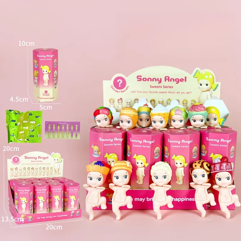 12pcs Sonny Angel กล่องตาบอด Angel Sweets Series อะนิเมะตัวเลขเดสก์ท็อปเครื่องประดับตุ๊กตาเด็กของขวัญวันเกิดคัดลอกรุ่นของเล่น