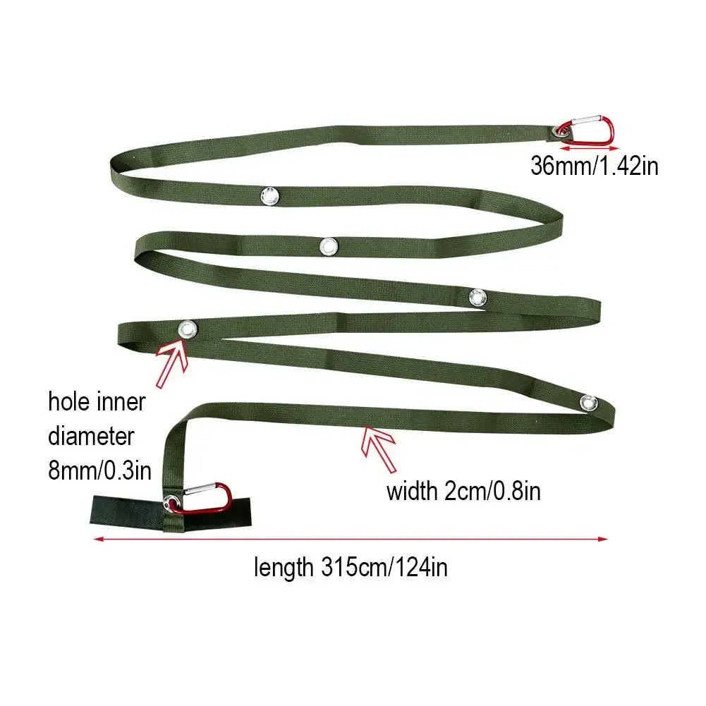 Tent Canopy Extension Belt Multifunctional Clothesline Windproof Outdoor Camping Nylon Rope Backpacking Tool with 2 Carabiner