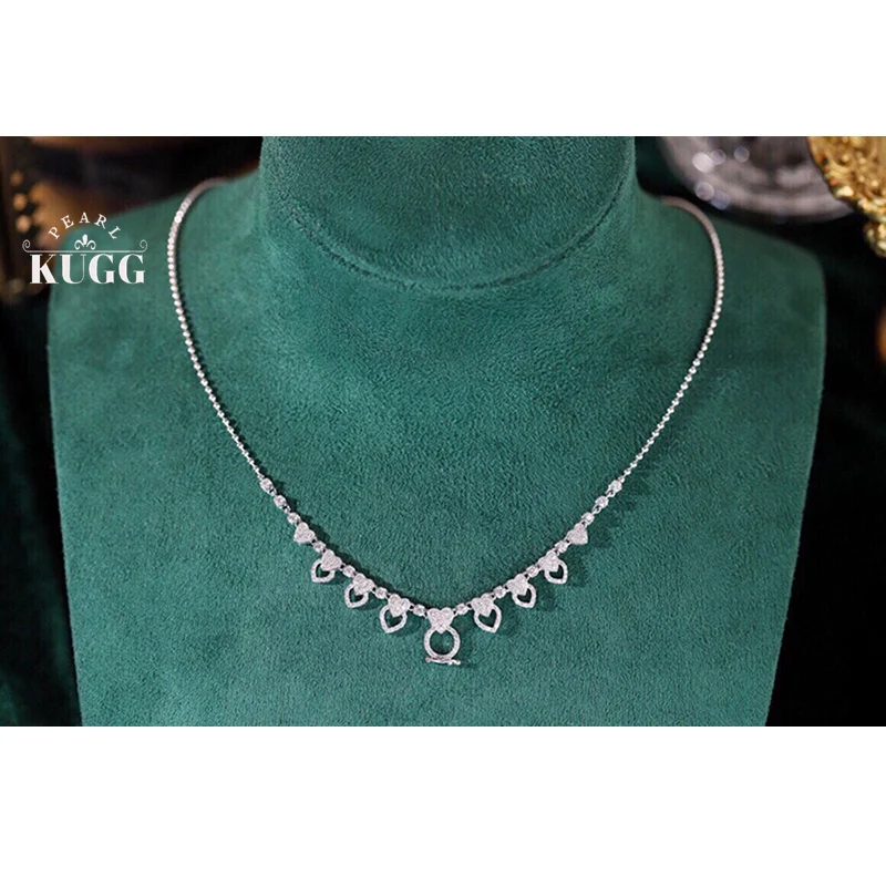 KUGG 100% 18K White Gold Necklace Romantic Heart Design 0.75carat Real Natural Diamond Necklace for Women High Wedding Jewelry