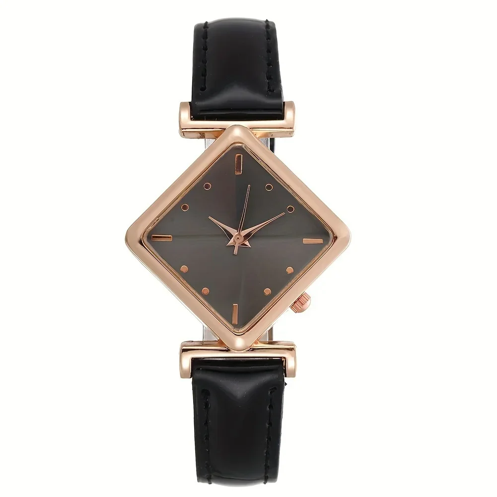 Women's Watch Elegant Rhombus Pointer Quartz Watch Retro Fashion Analog PU Leather Wrist Watch