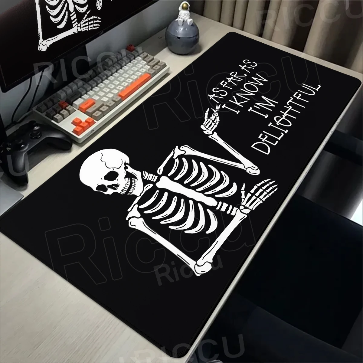 

Funny Skull Design Mouse Pad Black Skeleton Mousepad Office Rubber Large Minimalist Deskmat Desk accessories Gaming Keyboard Mat