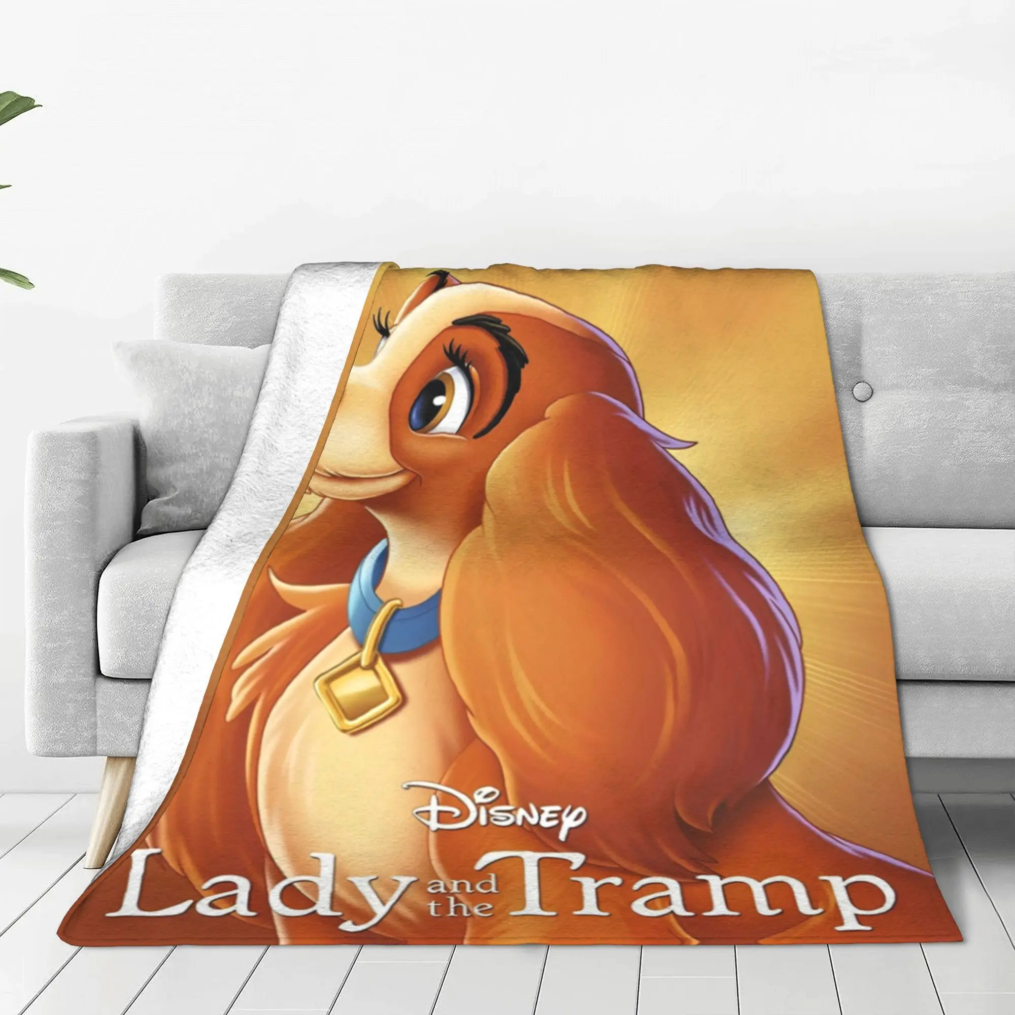 Lady and The Tramp Fleece Blankets Cocker Spaniel Stray Dog Funny Throw Blanket Home Hotel Sofa 125*100cm Rug Piece Super Soft