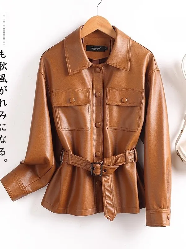 Veste en cuir d'agneau véritable pour femme, style slim, gilet, nouvelle collection printemps, manteau en daim, style décontracté, manches longues