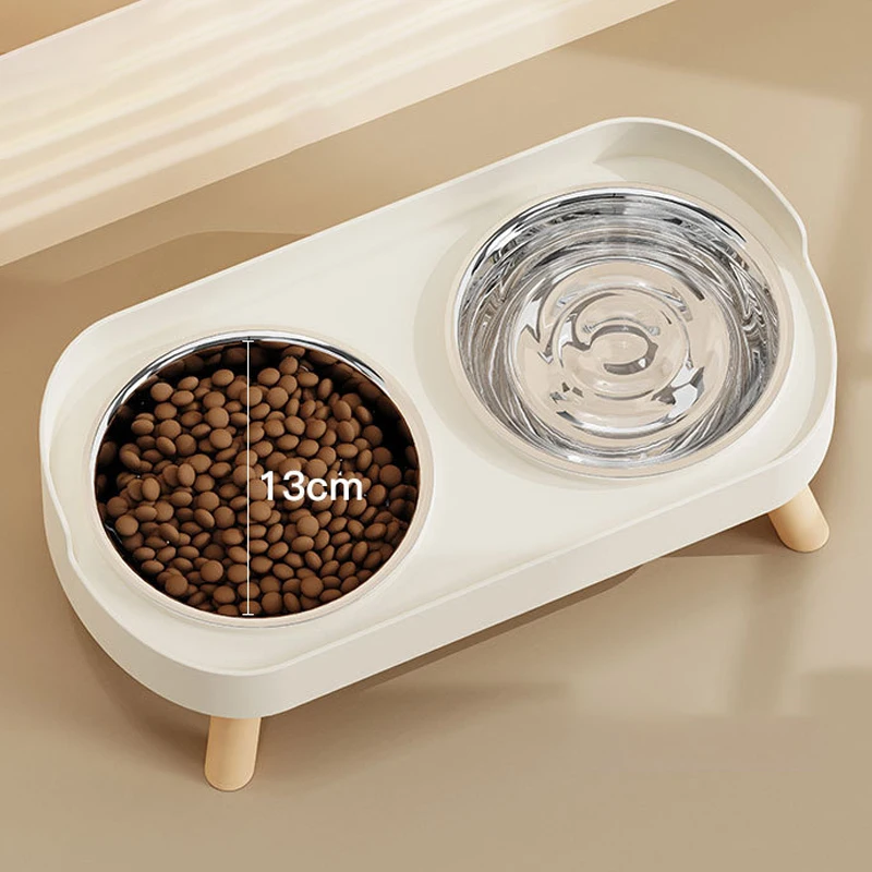 Double Pet Food Water Bowls Non-Slip Cat Bowl Stainless Steel Raised Cat Food Bowls with Stand Anti-splash Dog Bowl Pet Supplies view 5