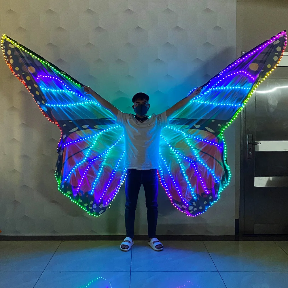 LED Wings Dance Accessories Girl led Wings Costume Remote Control colorful stage Belly dance party costume Glow butterfly wings