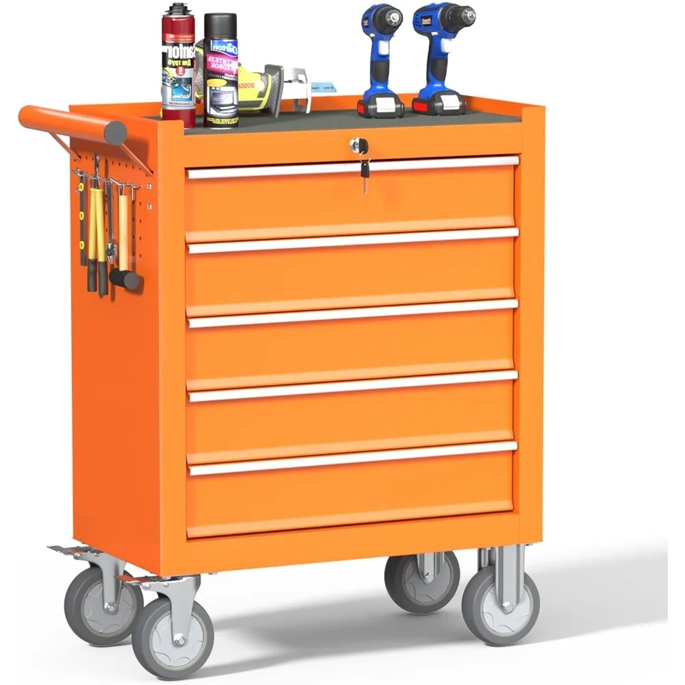 

5-Drawer Rolling Tool Chest with Wheels, Heavy Duty Tool Box with Drawers, Metal Tool Storage Cabinet with Drawer Liners, Lockab