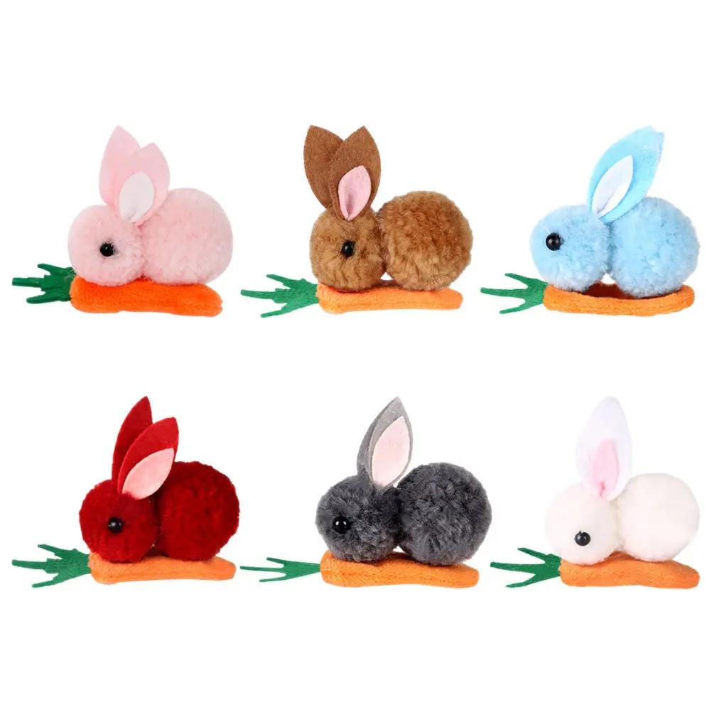 

6 шт. мини-заколок для волос в виде кролика с морковкой, милые маленькие декоративные пасхальные аксессуары для мягких, стильных и удобных праздничных причесок