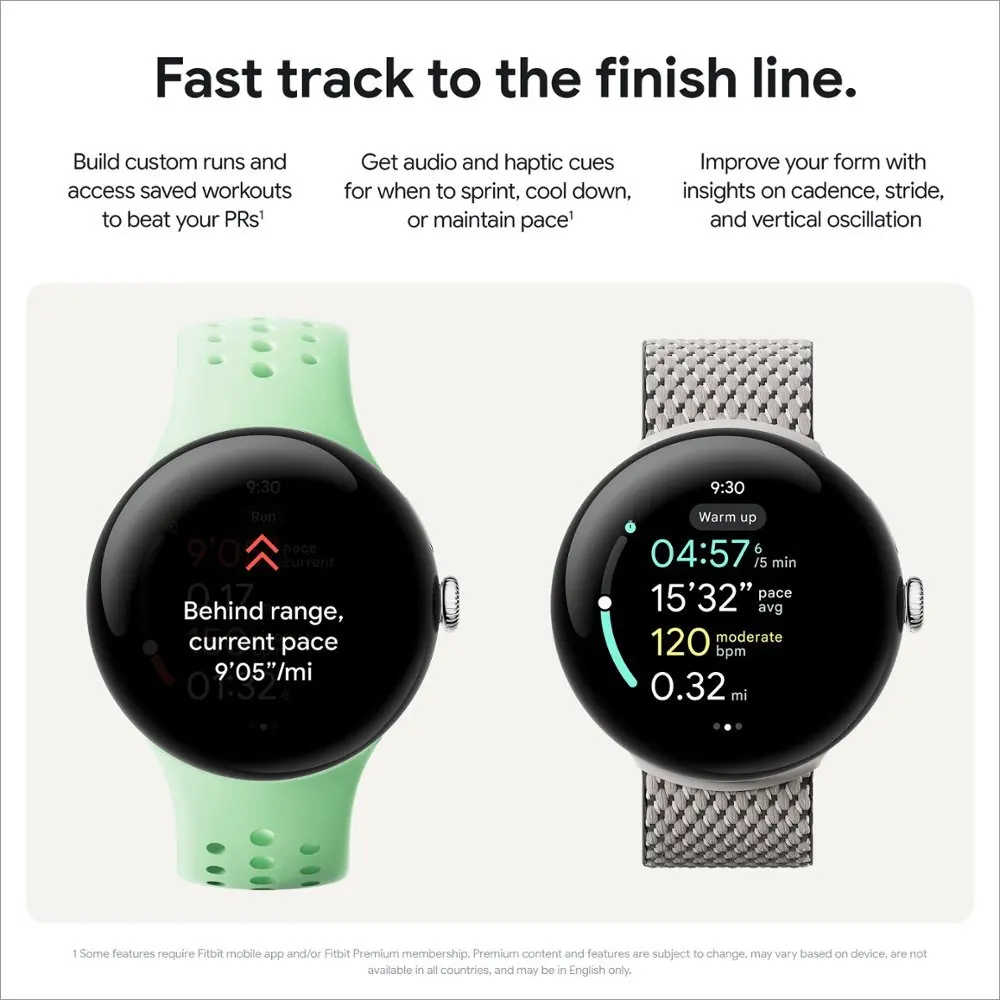 ساعة Google Pixel Watch 3 (41 و45 ملم)، إصدار Wi-Fi/LTE، Qualcomm SW5100، Wear OS 5.0، 2 جيجابايت من ذاكرة الوصول العشوائي، 32 جيجابايت من ذاكرة فلاش eMMC.