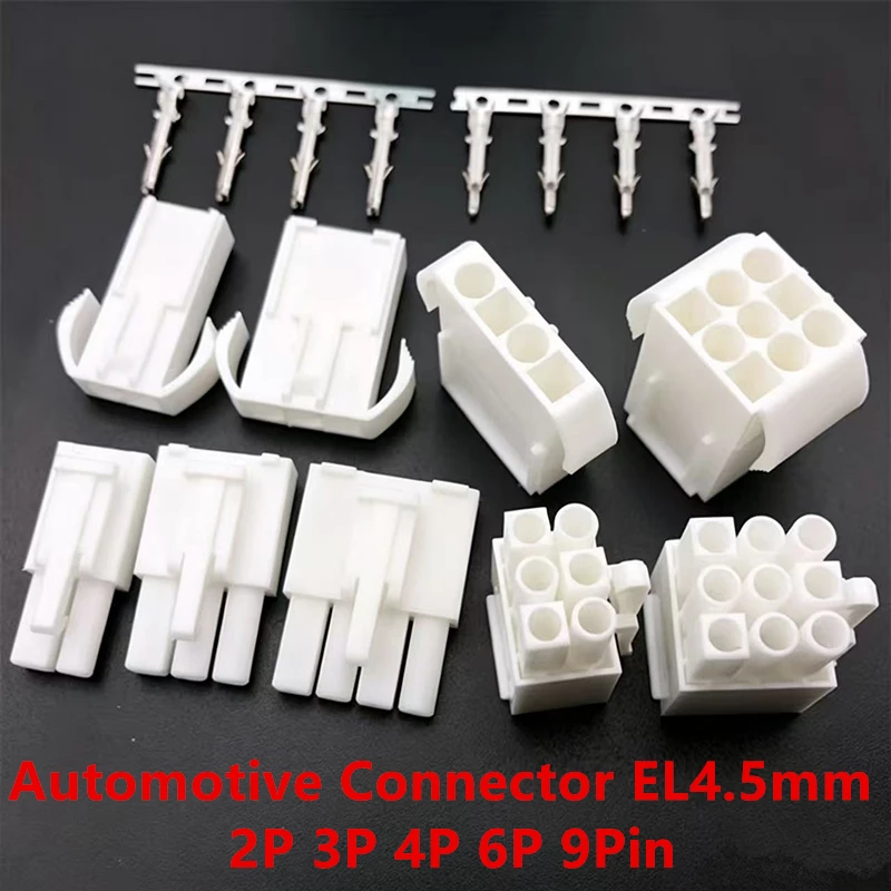 5Sets Automotive Connector EL-2/3/4/6/9P Small Tamiya Connector 4.5mm EL4.5 Multipole Connectors Male + Female Plug + Terminals