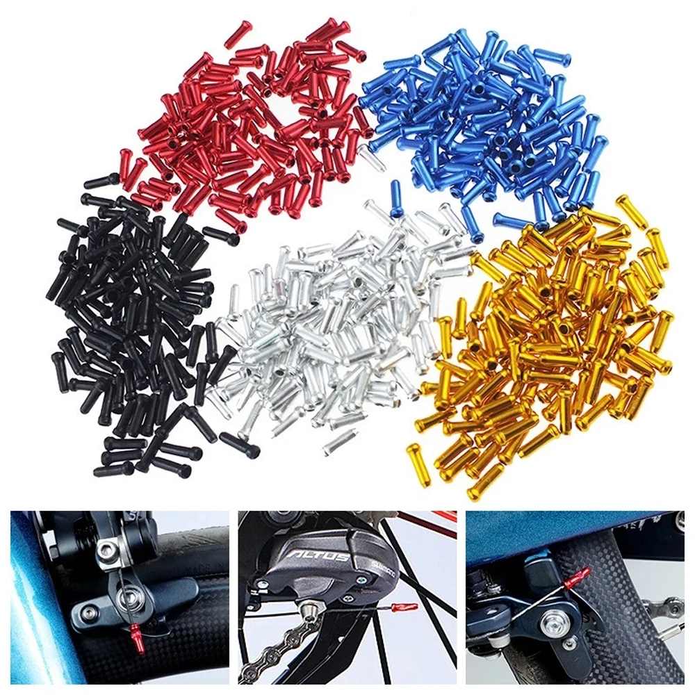 installation Solid Color Derailleur Shift Cables Aluminium Brake Shifter Inner Cable Tips Bicycle line tail cap Cables End Caps