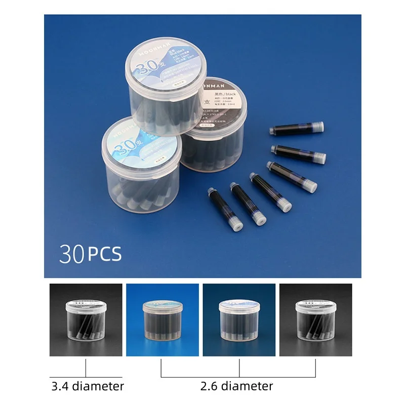 MAJOHN 3.4/2.6 Caliber Pen Specific Ink Sac Replaceable Blue Black Ink Absorber for Writing 30PCS