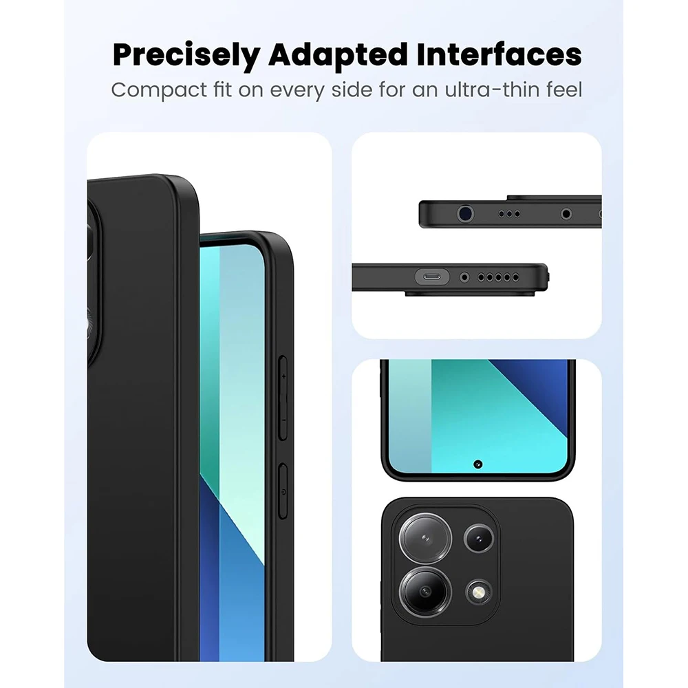 Schwarze weiche Silikon-Handyhülle für Xiaomi Redmi Note 14 13 12 11 10 9 Pro plus 7 8 8T 9s 9T 10s 11s 12s Soft Back Cover – Detail 5
