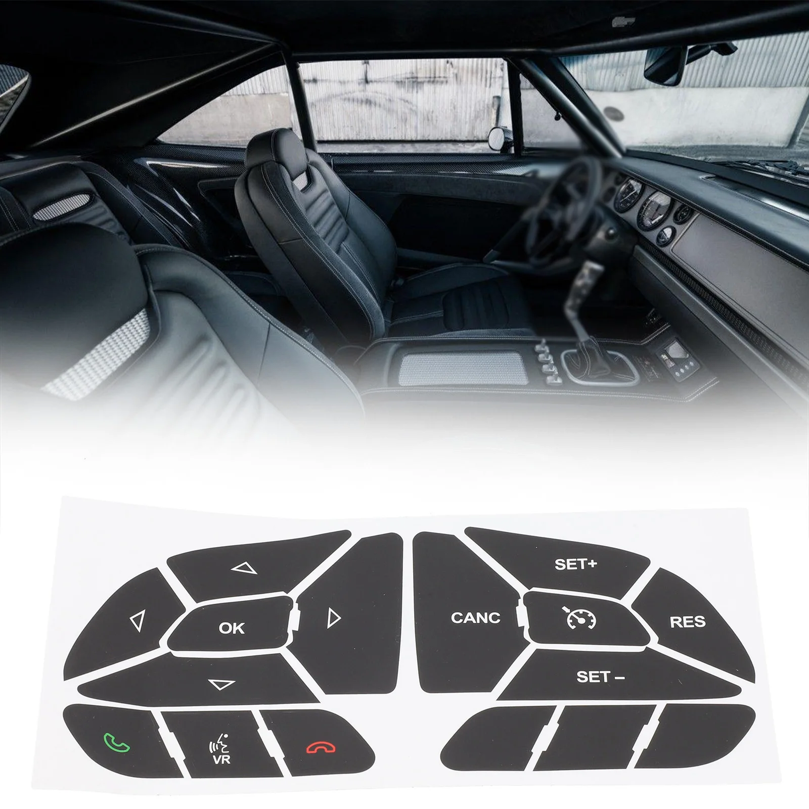 

Interior Car Upgrade Black Button Repair Decals Car Button Stickers High Grade Vinyl Light Penetration Reduction