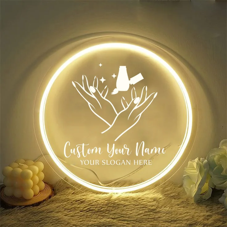 

1PC Round Shape Warm White Harmonious Custom Text LED Night Light Decorative Supplies Acrylic Lamp For Bedroom Decor