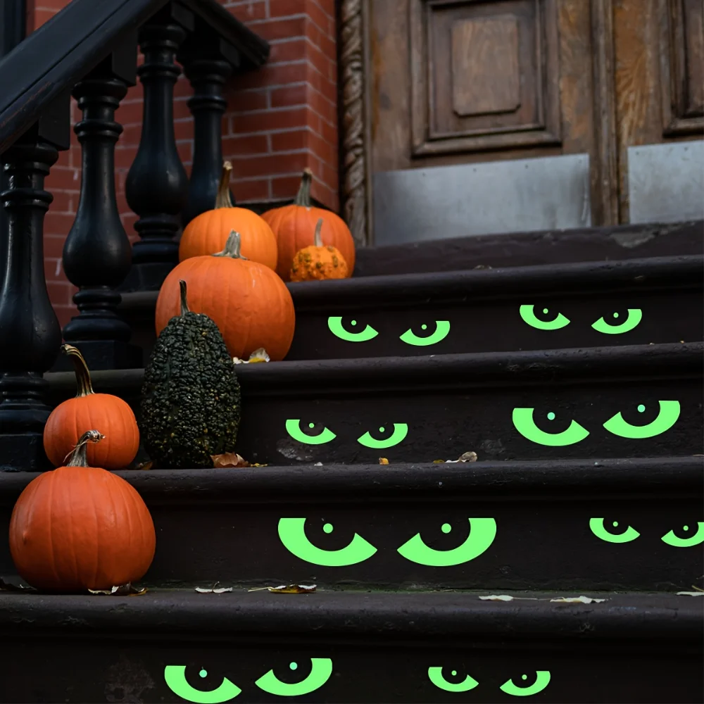 8 pares de pegatinas brillantes para decoración del hogar, calcomanías fluorescentes extraíbles, pegatinas para ventana de murciélagos para decoración de pared de Halloween, fiesta, nuevo