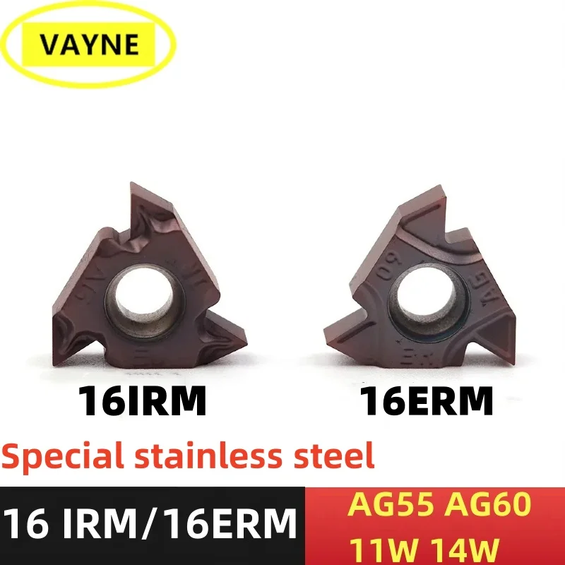 

5PCS 16ERM/IRM AG55 AG60 1.0 1.5 2.0 2.5 3.0ISO Threading Carbide Insert CNC Lathe Tool For Stainless Steel Thread Turning Tool