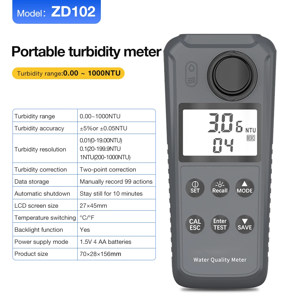 Multiparameter PH/Hydrogen Sulfide/Nitrite/Ammonia Nitrogen/Toxic Ammonia/Residual Chlorine Meter Water Quality Tester