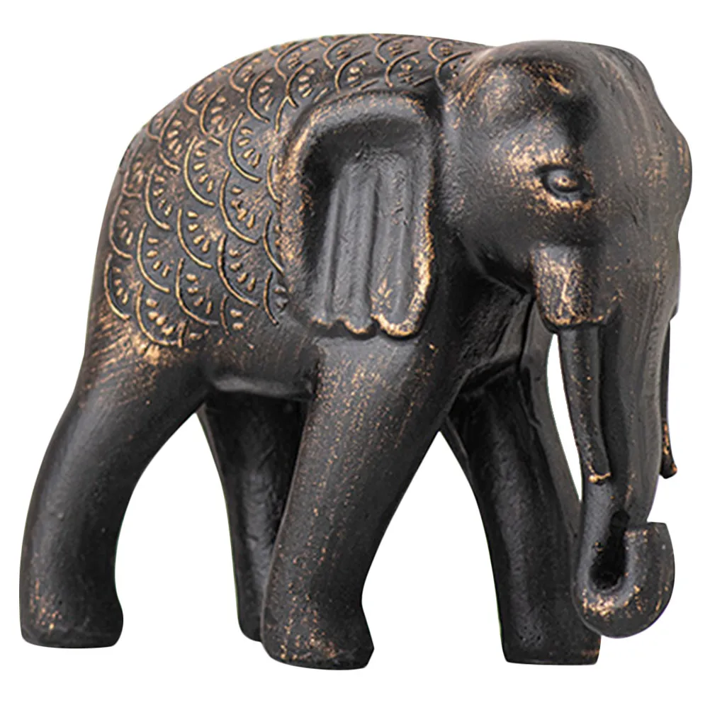 Resin Elephant Adornment Elegant Vintage Design for Home Car Desk Decor Small Animal Statue Artwork Gift