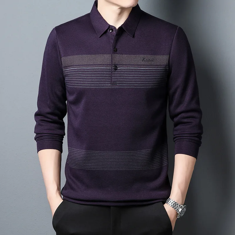 2023 Autumn and Winter New Polo Shirt Business Casual Fit Long Sleeve T-shirt Men T Shirts  Camisas