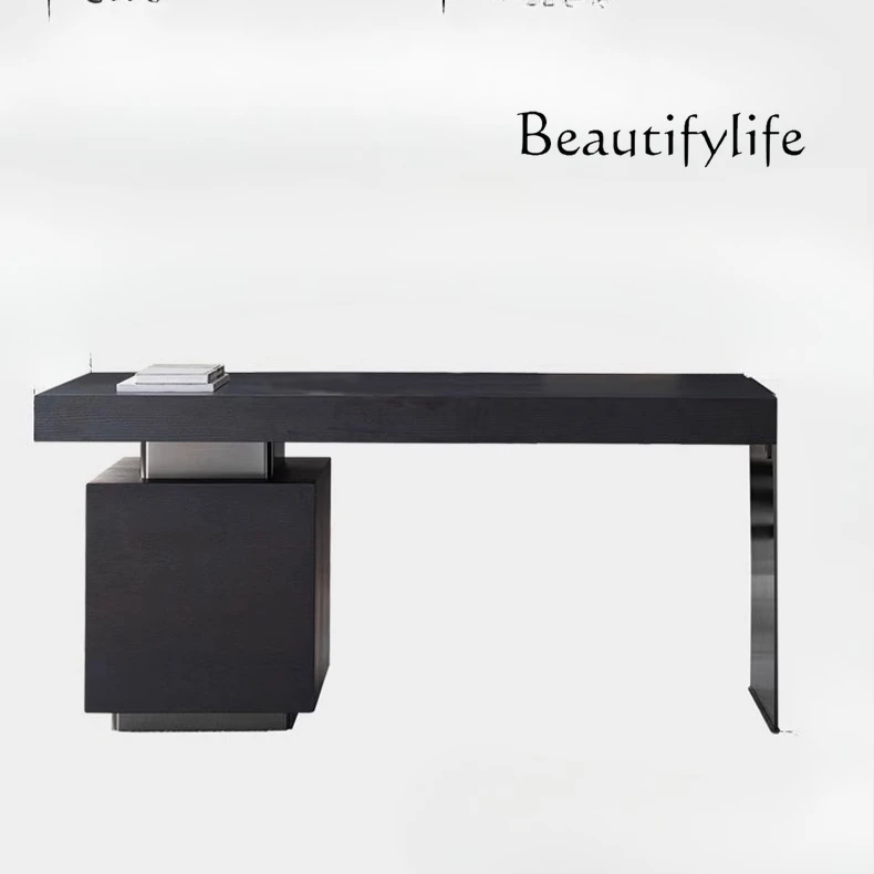 

Italian minimalist study bookcase combination modern high-end simple office furniture computer desk locker new