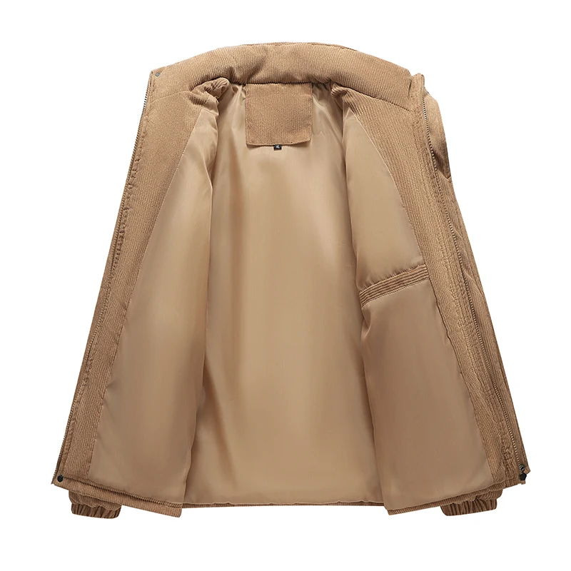 2025 High Quality Autumn Winter New Men Solid Loose Jacket Men's Fashion Casual Windproof Warm Thicken Down Corduroy Overcoats