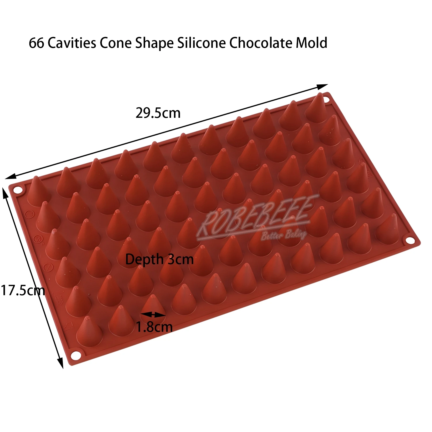 66 Cavities Cone Shape Premium Silicone Chcocolate Bar Mould Pudding Candy Making DIY Baking Supplies