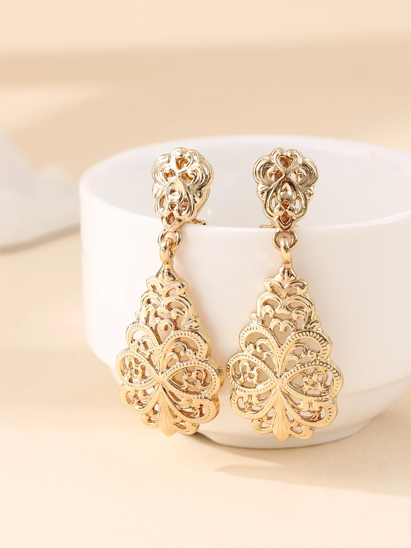 مجموعة مجوهرات على الطراز العتيق لقصر المرأة (قلادة وأقراط مجوفة) هدية مهرجان حفلات الزفاف في الشرق الأوسط #2