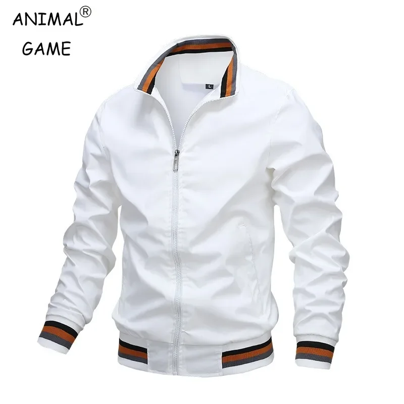 

2024Autumn and Winter Men's Stand Collar Casual Zipper Jacket Outdoor Sports Coat Windbreaker Jacket for Men Waterproof Bomber