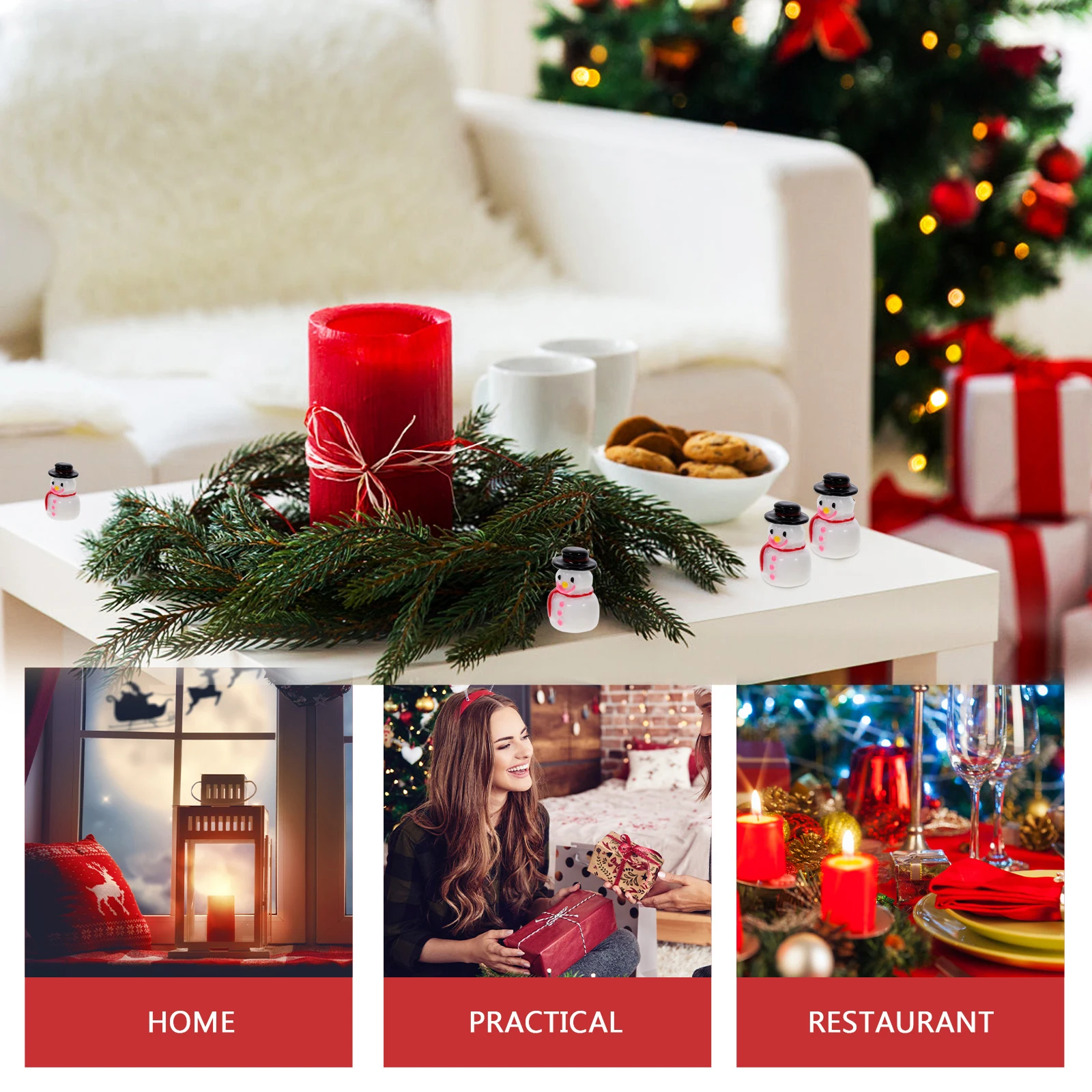 

20 Pcs Resin Snowman Statue Mini Figurines Shine Luminous Miniature Christmas Decoration Scene Figure