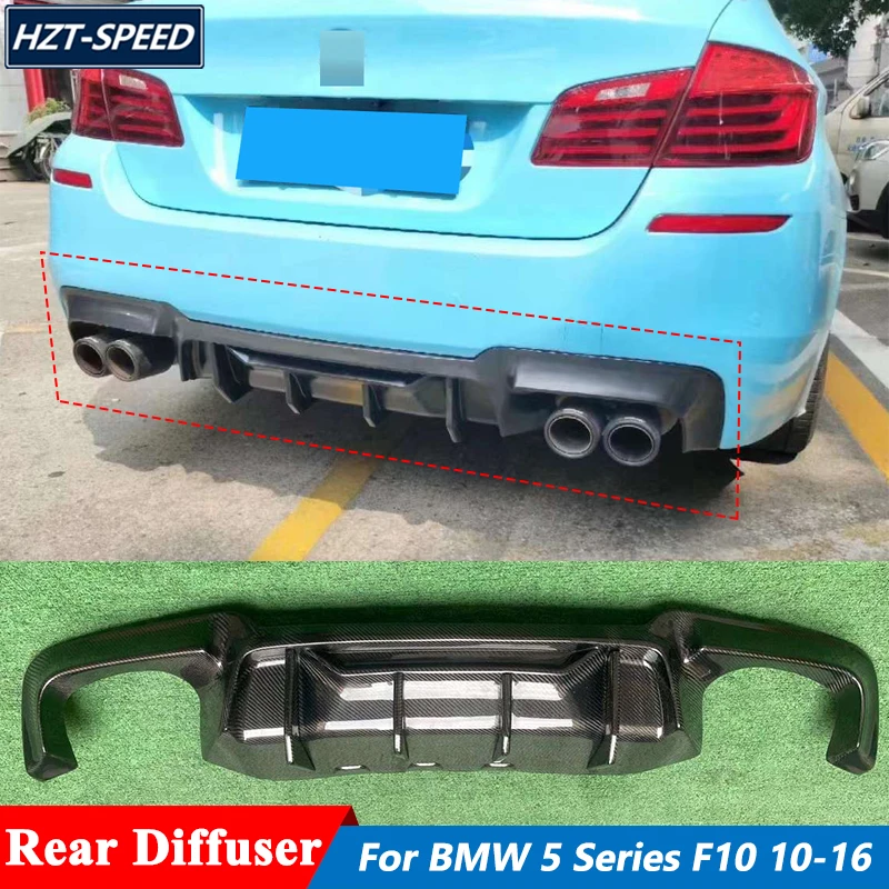 R Style Carbon Fiber Rear Diffuser Bumper Lip Spoiler Trims For BMW 5 Series F10 Tuning 2010-2016