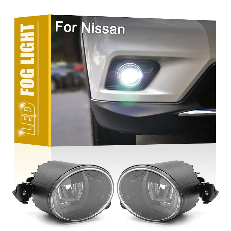 

2Pcs Front White LED Fog Lamp Assembly With Daytime Running Light For Nissan Sentra Altima Rogue Maxima Versa Pathfinder X-Trail