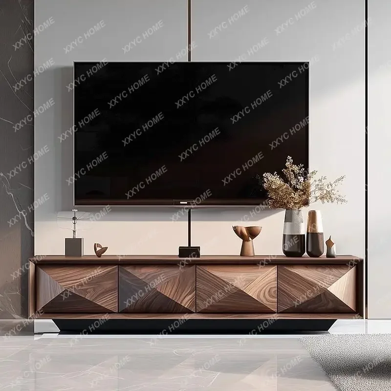 High-grade floor-to-ceiling TV cabinet Solid wood personalized decorative cabinet Living room