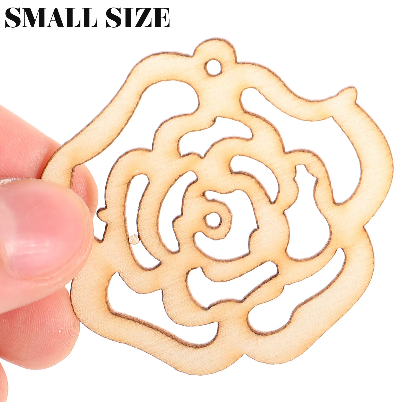 

10Pcs Hollow Rose Flower Cutout Veneers Slices DIY Wood Ornaments Christmas Tree Decorations Craft Supplies DIY Wood Slices