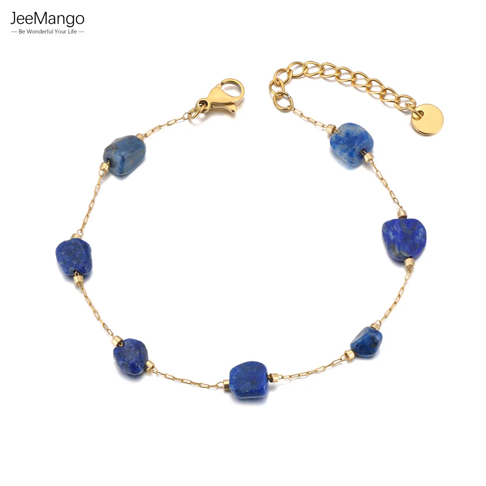 JeeMango Bunte Natürliche Stein Perlen Kette Armband für Frauen Böhmen Edelstahl Handgemachten Schmuck tiki бра LVт JB24106