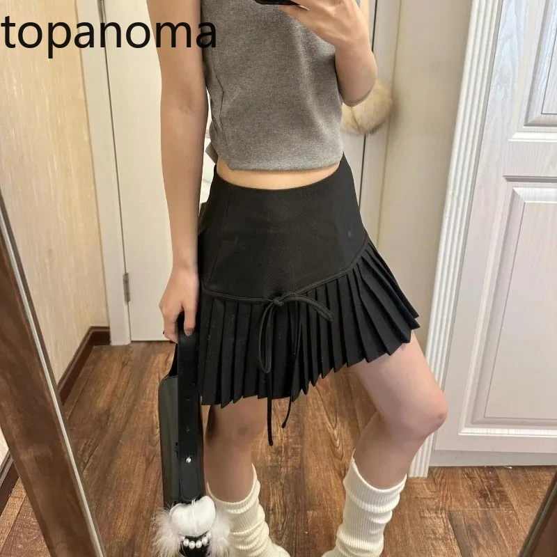 

Topanoma женские юбки бандажные в консервативном стиле однотонные модные плиссированные с высокой талией элегантные шикарные милые мини-юбки во французском стиле женские